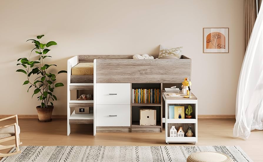 数量限定セール！システムベッド 高さ120cm シングル一人暮らし タイプA Amazon｜システムベッド ロフトベッド 階段付き シングル 木製